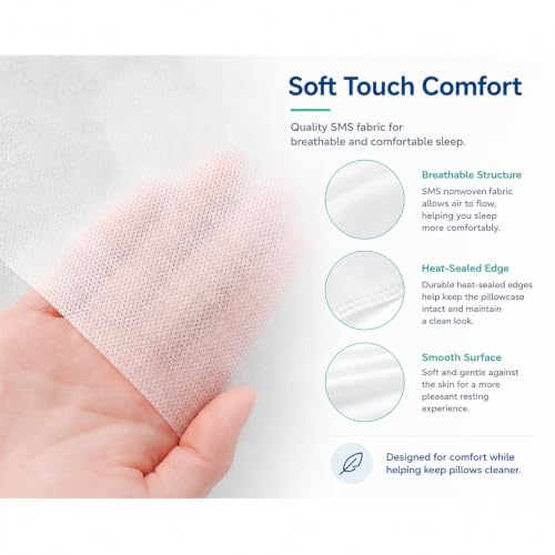 Disposable Pillow Cases 10 Pack - 20x30 Inches for Travel & Hotels