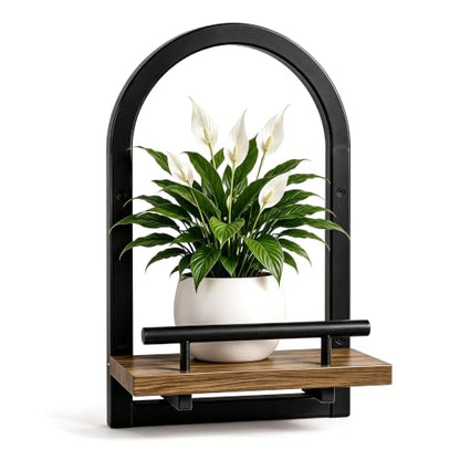 Floating Wall Shelf with Safety Rail for Plants & Decor