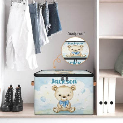 Large Custom Baby Keepsake Box with Name - Blue Memory Box for Boys Option 17
