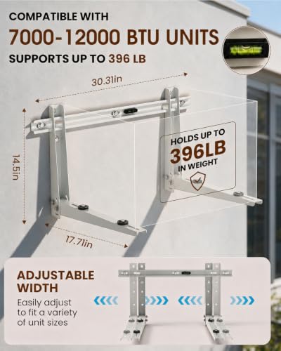 White Mini Split Wall Mounting Bracket 396 lb Capacity for 7000–12000 BTU AC