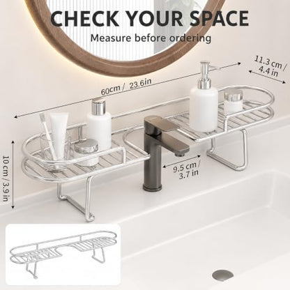 60cm Foldable Stainless Steel Sink Shelf No-Drill Over The Sink Organizer