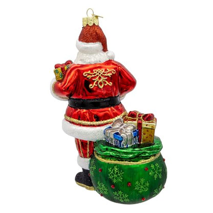 7-Inch Glass African American Santa Ornament - Holiday Christmas Decor