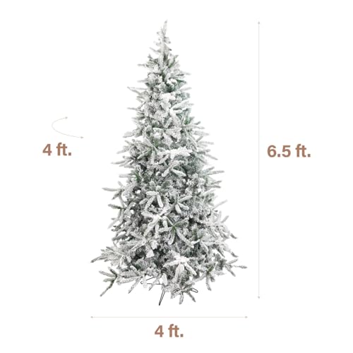 6.5 Ft Mountain Pine Flocked Christmas Tree with Stand - Unlit