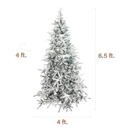 6.5 Ft Mountain Pine Flocked Christmas Tree with Stand - Unlit