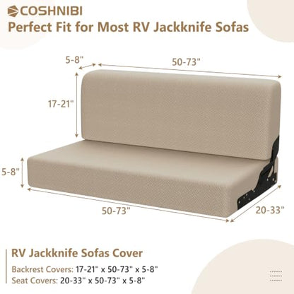 RV Jackknife Sofa Cover 2-Piece Stretch Slipcover for Camper Fold-Out Couch