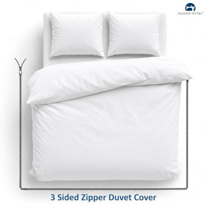 Full Grey Microfiber 3-Sided Zipper Duvet Cover Set - 5 Pieces