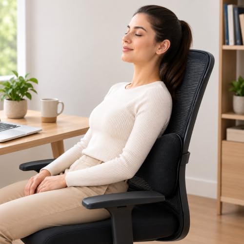 Memory Foam Lumbar Support Pillow for Lower Back Pain Relief - Ergonomic Bed Cushion