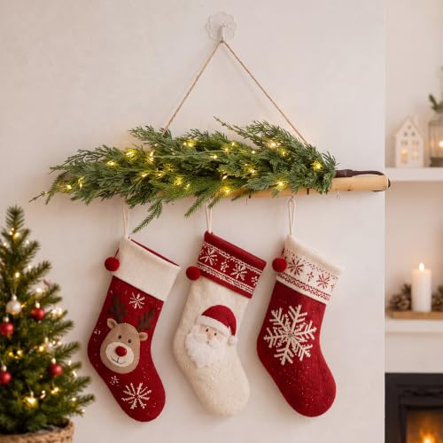 Lighted Christmas Stocking Holder with Hooks & Wall Mount, 28.35 Inches
