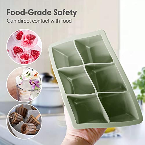 Excnorm Silicone Ice Cube Trays 3 Pack - Large Size Silicone Ice Cube Molds with Leak Proof Removable Lid Square Ice Cube Tray And BPA Free for Cocktail,Whiskey, Stackable Flexible Ice