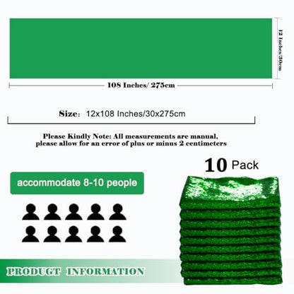Green Sequin Table Runners 10 Pack 12x108 Inches for Weddings & Parties