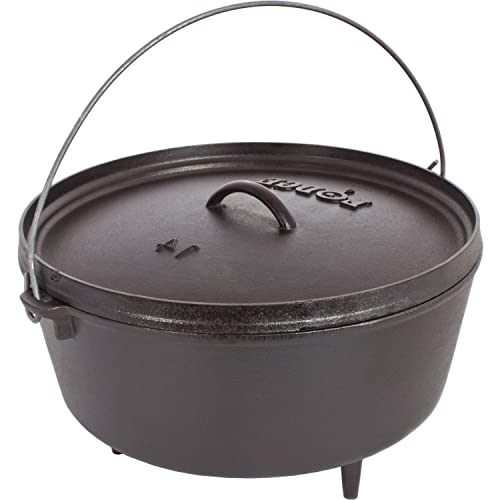 Lodge 5 Quart Pre-Seasoned Cast Iron Camp Dutch Oven with Lid - Dual Handles - Use in the Oven, on the Stove, on the Grill or over the Campfire - Black