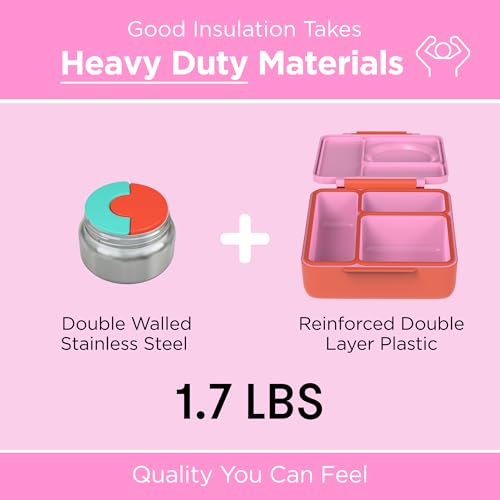 Kids Insulated Leakproof Bento Lunch Box with Food Jar - Pink Berry, 8.5 oz, Pack of 2