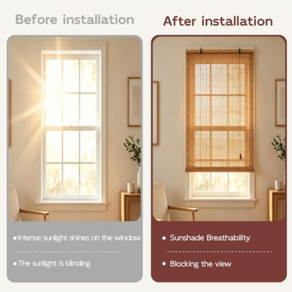 Outdoor Bamboo Roll-Up Blinds 18x40in Natural Shade & Privacy