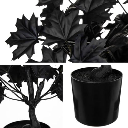 Artificial Black Maple Tree in Pot - 25.6 Inch Faux Fall Plant Gothic Decor - Black Variation