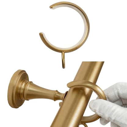 Gold C-Shaped Iron Curtain Rings with Eyelets - 10 Pack, Burnished Brass