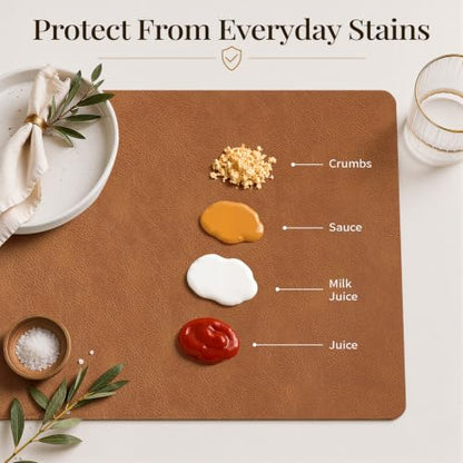 Homaxy Vinyl Heat Resistant Placemats Set of 6 - Reddish Brown
