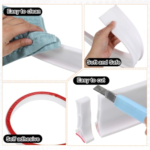 3-Inch High Shower Threshold Water Dam Silicone Splash Guard - 79 Inch