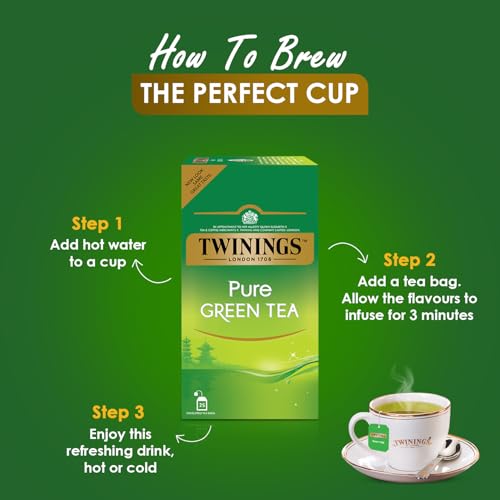 Twinings Pure Green Tea, 25 Teabags, Green Tea, Perfectly Balanced & Refreshing