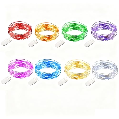 8 Pack Multicolor LED Fairy String Lights 10ft Battery Operated for DIY Crafts Weddings Parties