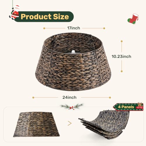 24 Inch Christmas Tree Collar Water Hyacinth Basket Black - Rustic Holiday Decor Variation of THIS listing
