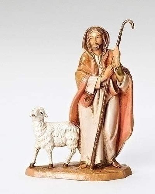 Fontanini The Good Shepherd Figurine - Italian Nativity Village with Sheep | 5-Inch Collectible
