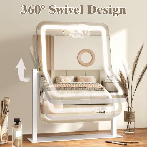 LED Makeup Mirror with Lights - 13 x 16.5 Inch, White, Touch Control