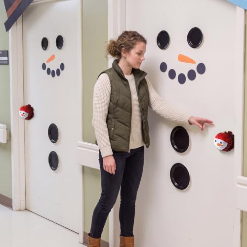 Christmas Snowman Door Knob Cover Set - Plush Holiday Decor, Red & White