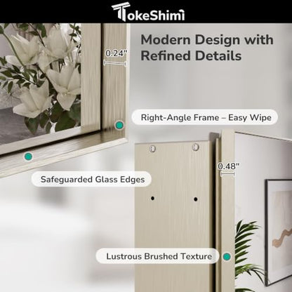 Nickel Medicine Cabinet Mirror 14x18 in with Adjustable Shelves - Brushed Finish
