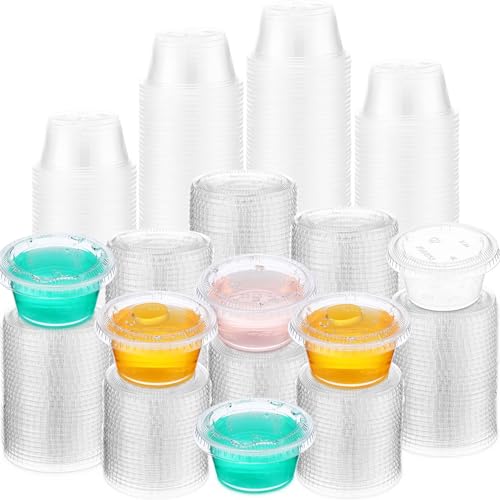 1000 Pack Jelly Shot Cups With Lids - 2oz Plastic Small Containers for Portion, Souffle, Sauce, Salad Dressing, Food Condiment - Disposable