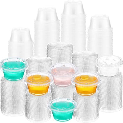 1000 Pack Jelly Shot Cups With Lids - 2oz Plastic Small Containers for Portion, Souffle, Sauce, Salad Dressing, Food Condiment - Disposable
