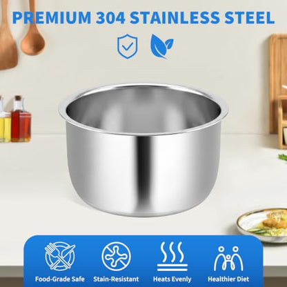 Stainless Steel Inner Pot for 2Qt Rice Cooker - Compatible with Aroma ARC-914SBD & ARC-954SBD