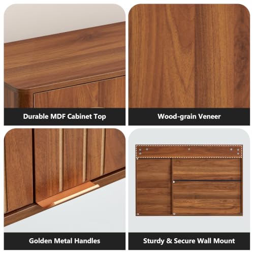 Wall Mounted Bathroom Medicine Cabinet with 3 Doors and Adjustable Shelves