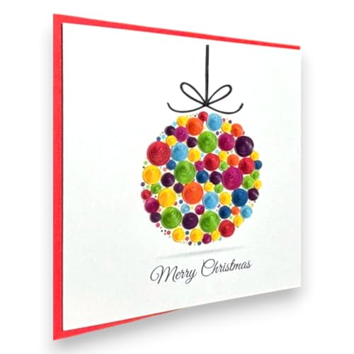 Colorful Handmade Quilling Christmas Card with Envelope - Holiday Greeting Card