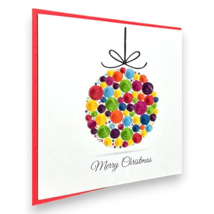 Colorful Handmade Quilling Christmas Card with Envelope - Holiday Greeting Card