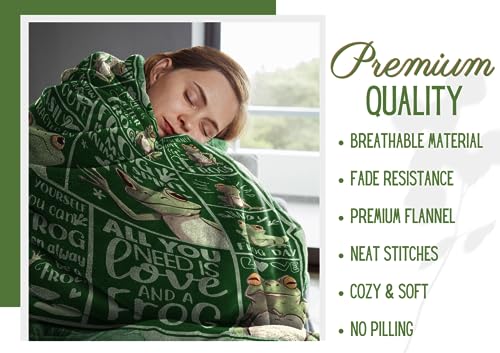 Frog Gifts Blanket for Women - Flannel Throw 50x65 Inches - Frog Lover Gift - Variation 03-Frogs Are