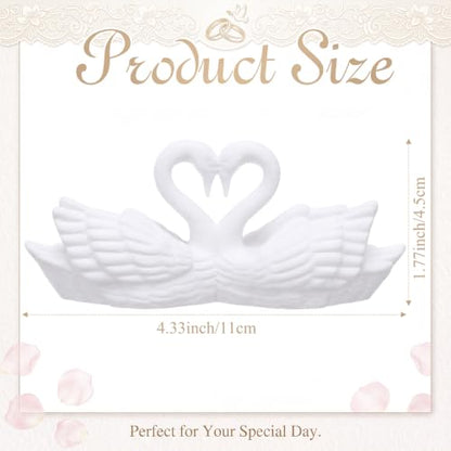 Wedding Swan Cake Topper Couple Decor White 4.3 x 1.8 Inches - Romantic Wedding Centerpiece