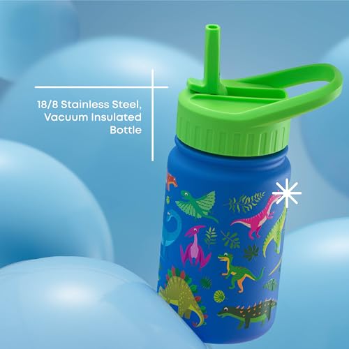 JoyJolt Kids Water Bottle with Straw Lid, 12oz Small Stainless Steel Reusable Tumbler for Toddlers, Girls, Boys, or Teen, Vacuum Insulated Water Bottle for School, Travel, and Outdoors, Leakproof