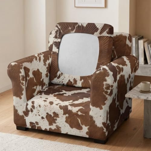 Light Cowhide Print Chair and a Half Cover with Elastic Fit - Sofa Protector