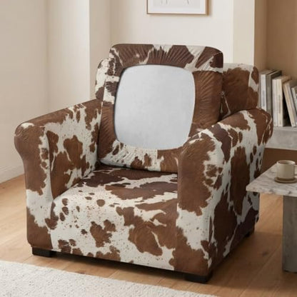 Light Cowhide Print Chair and a Half Cover with Elastic Fit - Sofa Protector