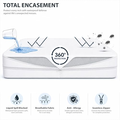 Full Size Waterproof Mattress Encasement - 6-Sided Breathable Bed Cover