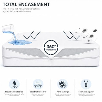 Full Size Waterproof Mattress Encasement - 6-Sided Breathable Bed Cover