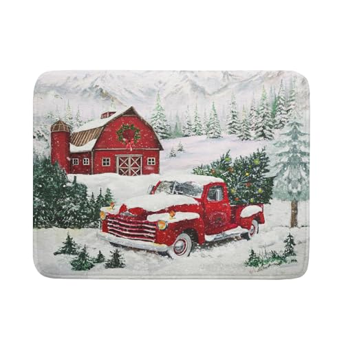 Christmas Red Truck Dish Drying Mat 18x24 Inch Kitchen Accessories