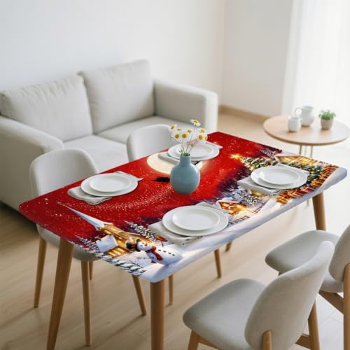 Christmas Rectangle Tablecloth with Elastic Edge - Indoor Outdoor Cover B-004 30" x 60"