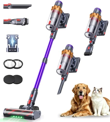 Ozeeco Purple Cordless Vacuum Cleaner 650W 55KPA Touch Screen, Self-Standing
