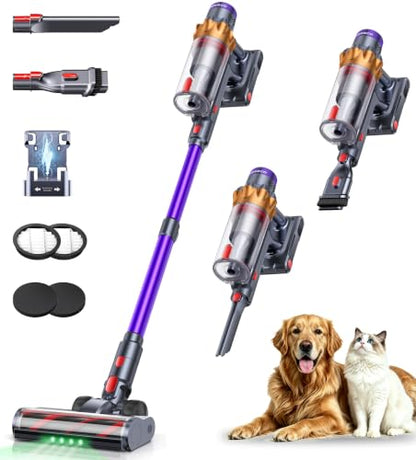Ozeeco Purple Cordless Vacuum Cleaner 650W 55KPA Touch Screen, Self-Standing