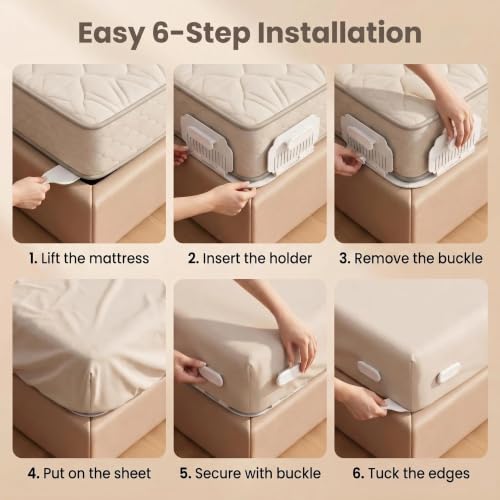 Bed Sheet Holder with Tucking Tool for Corners - Fitted Sheet Clips