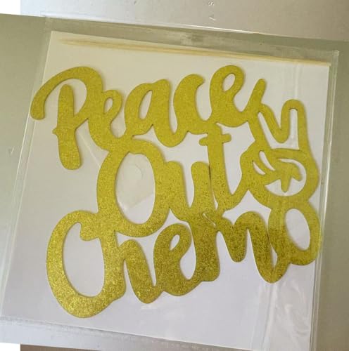 Gold Cake Topper Peace Out Chemo Cancer Survivor Celebration Decor