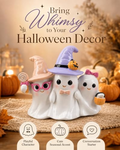 Indoor Ghost Figurine Trio Halloween Decoration - White Pastel Ghosts