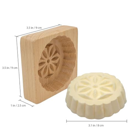 Polart Flower Butter Mold - Wooden Floral Butter Shaper for Dairy & Kitchen