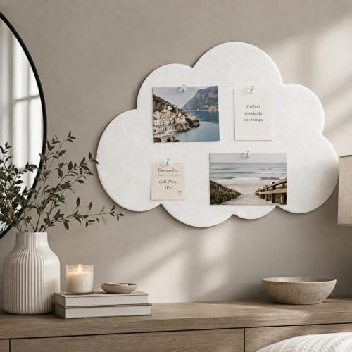 White Cloud Felt Bulletin Board 24 x 18 in with 20 Push Pins - Cloud-Shaped Wall Decor